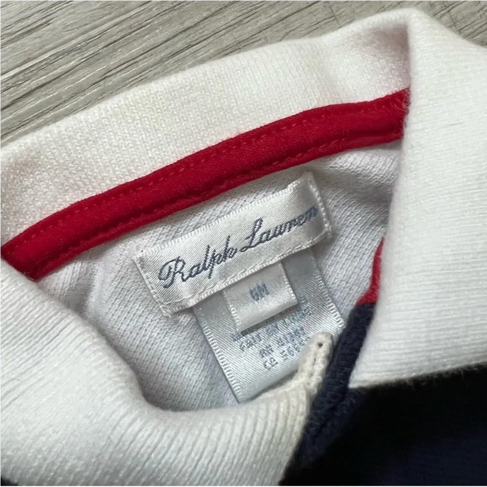 RALPH LAUREN Baby Polo Bodysuit American Flag Color Blocked Size 6 months